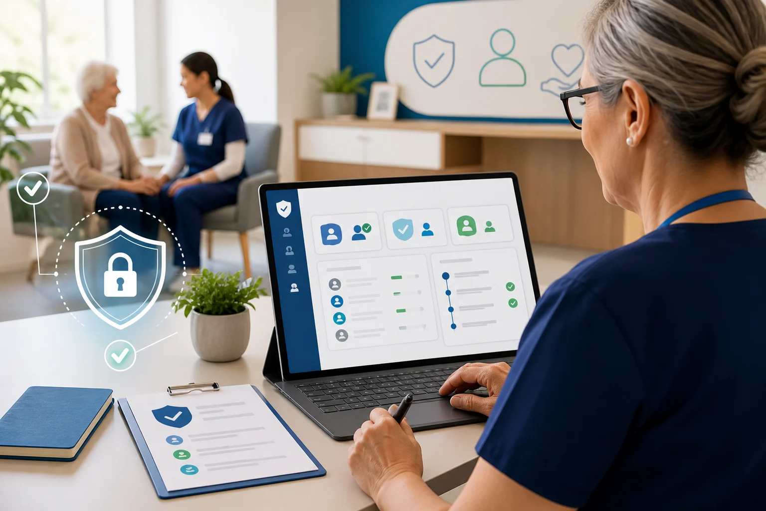Profissional consultando controles de acesso e histórico no SIS-Idoso